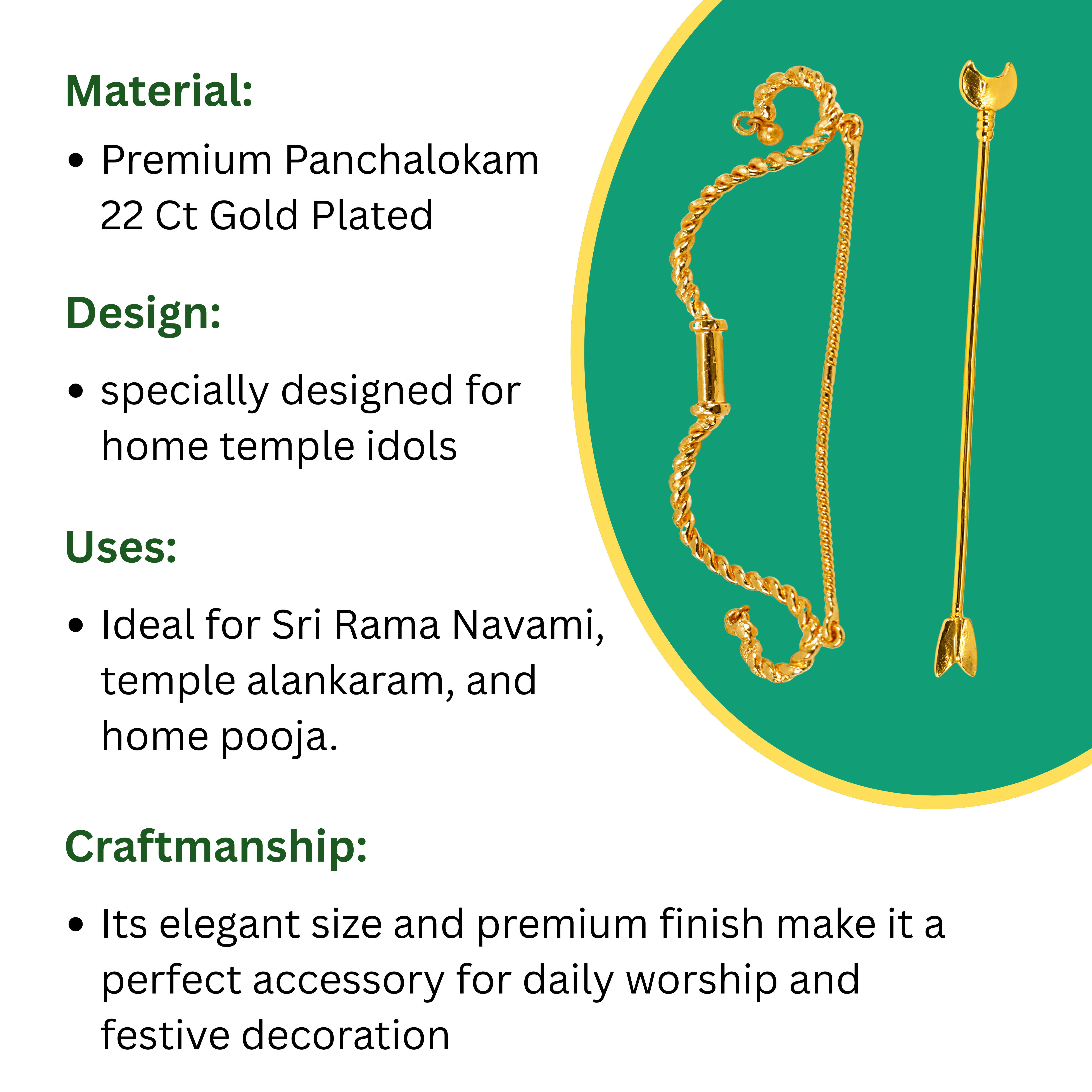 Villu & Ambu (Dhanush & Arrow) for Sri Rama Idols